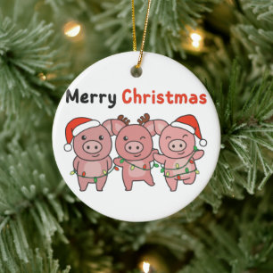 Weihnachtsschweine Niedliche Schweine Frohe Weihna Keramik Ornament