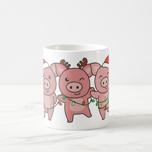Weihnachtsschweine von Niedlichen Schweinen Kaffeetasse (Mittel)