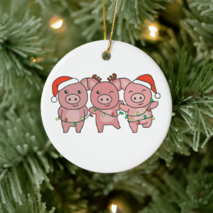 Weihnachtsschweine von Niedlichen Schweinen Keramik Ornament