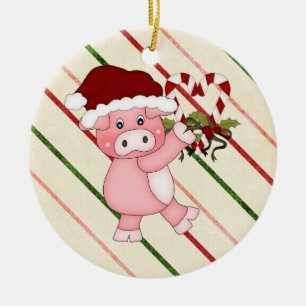 Weihnachtsschweinverzierung Keramikornament