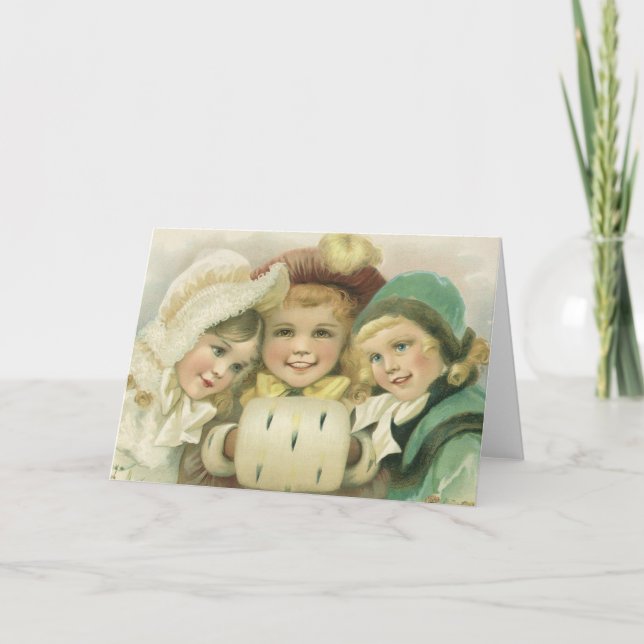 Weihnachtsschwester, Viktorianische Kinder Feiertagskarte (Vorderseite)