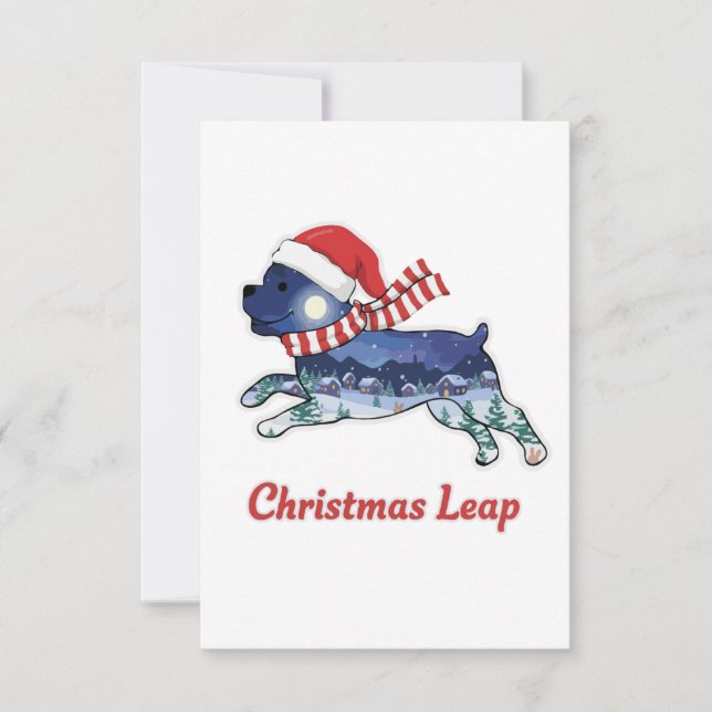 Weihnachtsschwindelhund | Niedlicher Welpe Santa Dankeskarte (Vorderseite)