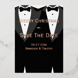 Weihnachtsschwule Save the Date Rose Gold Foil Car Folieneinladung