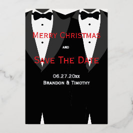 Weihnachtsschwule Save the Date rot und silberfarb Folieneinladung