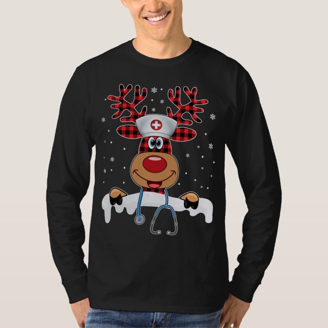Weihnachtsscrub Top Rentier Scrubs Rubber Handschu (Vorderseite)