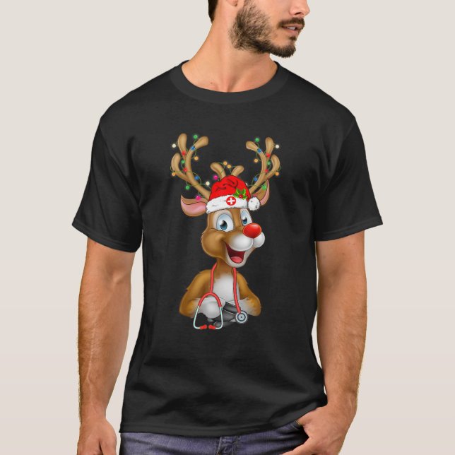 Weihnachtsscrub Top Rentier Scrubs Rubber Handschu (Vorderseite)