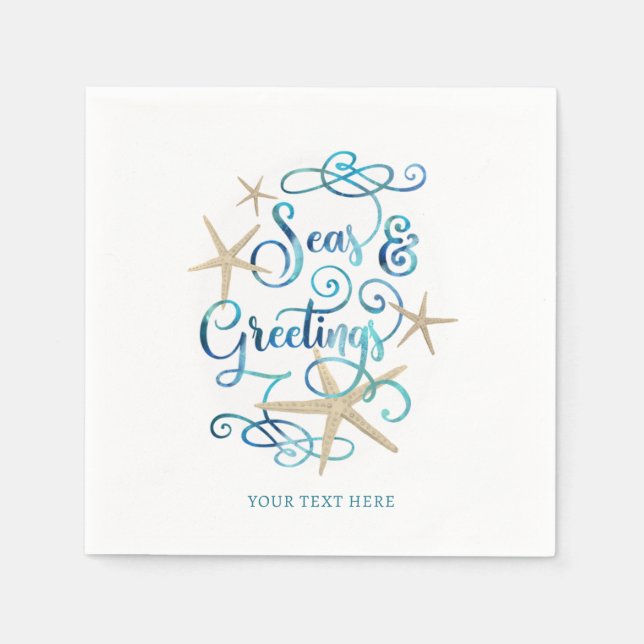 WeihnachtsSEE und GREETINGS Personalisiert Serviette (Vorderseite)