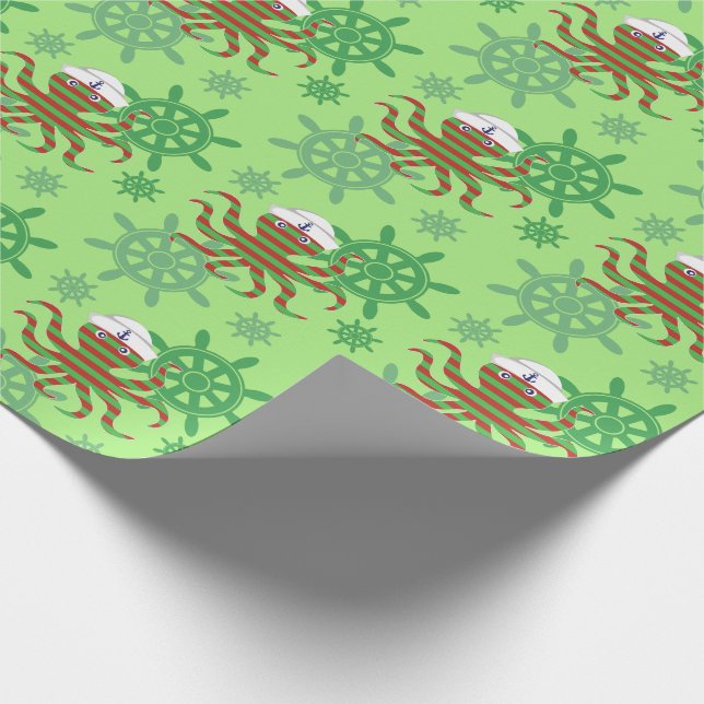 Weihnachtsseemannkrake Geschenkpapier (Ecke)