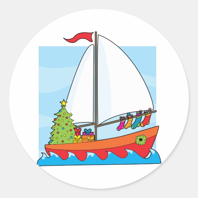 Weihnachtssegeln Runder Aufkleber (Vorderseite)