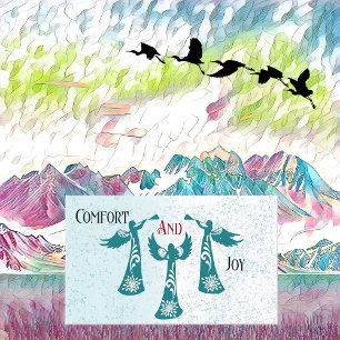 Weihnachtssegen Comfort And Joy betende Engel Rechteckiger Aufkleber