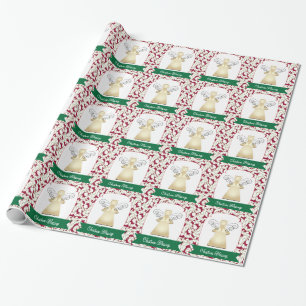 Weihnachtssegen-Engel auf Rot mit weißem Wirbel Geschenkpapier