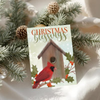 Weihnachtssegen Kardinal und Vogelhaus