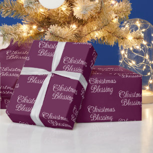 Weihnachtssegen   Tiefes Pflaumen-Burgunder-Weihna Geschenkpapier