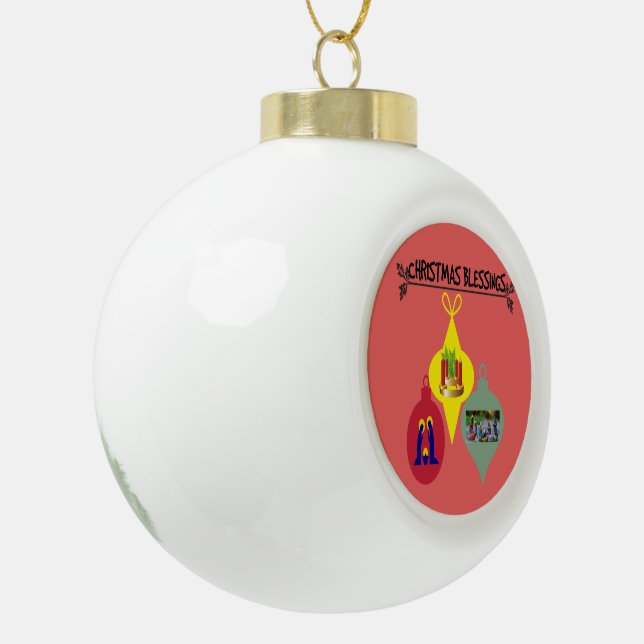 Weihnachtssegnen Keramik Kugel-Ornament (Links)