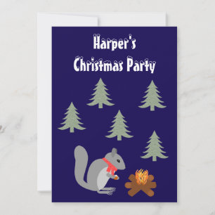 Weihnachtsseichhörnchen Roastnüsse auf Log Fire Einladung