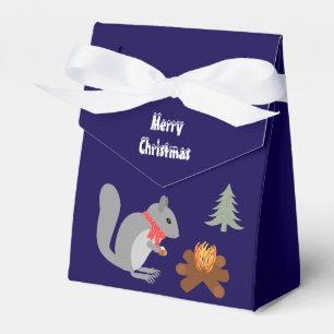 Weihnachtsseichhörnchen Roastnüsse auf Log Fire Geschenkschachtel