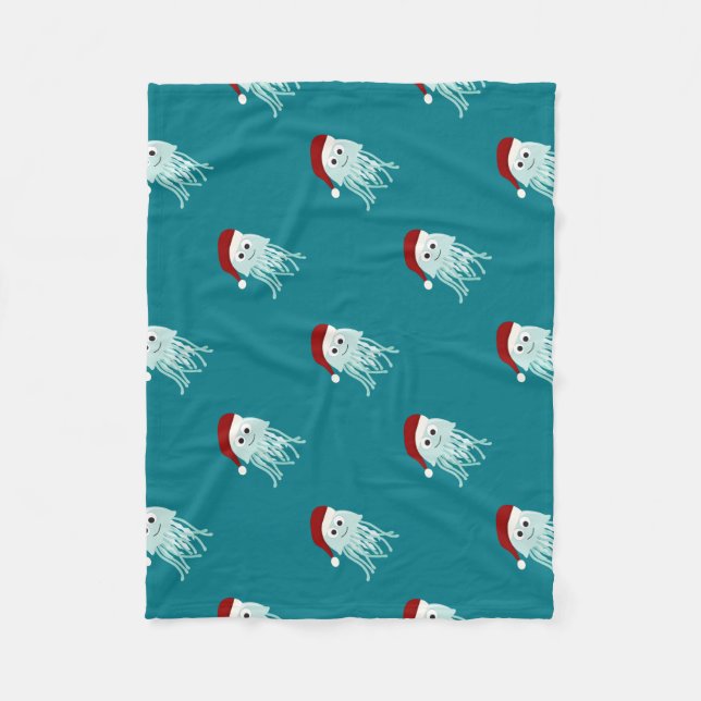 Weihnachtssellfisch Fleecedecke (Vorderseite)