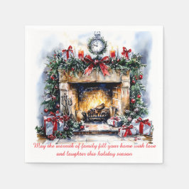 Weihnachtsservietten mit dem Bild eines Kamins Serviette