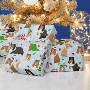 Weihnachtssheltie Shetland Sheepdog Wrapping Paper Geschenkpapier