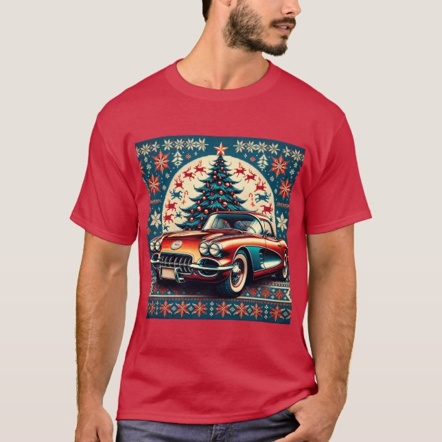 Weihnachtsshirt Chevrolet Corvette 1957 T-Shirt (Vorderseite)