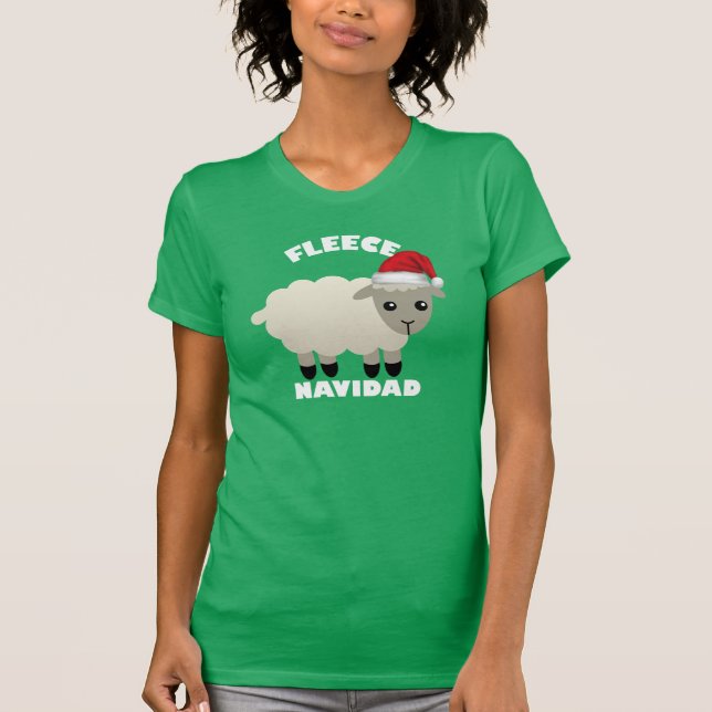 WeihnachtsShirt Fleece (Feliz) Navidad mit Schafen T-Shirt (Vorderseite)