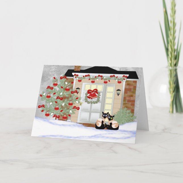 Weihnachtssiamesische Kumpel Feiertagskarte (Vorderseite)
