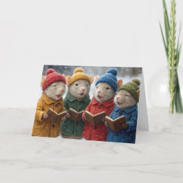 Weihnachtssingen der Mäuse im Schnee Karte