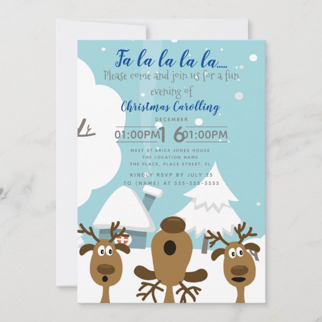 Weihnachtssingendes Geldbeschaffer-Ereignis-Party Einladung (Vorderseite)