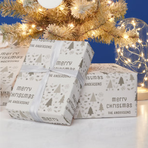 Weihnachtssitte Familienname Beige Geschenkpapier