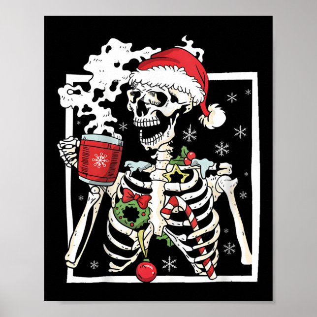 Weihnachtsskelett mit einem Lächeln am Schädel tri Poster (Vorne)