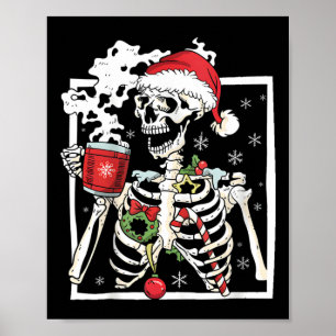 Weihnachtsskelett mit lächelndem Totenkopf beim Tr Poster