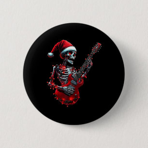 Weihnachtsskelett-Schädel spielt Gitarre Rock And Button