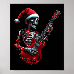 Weihnachtsskelett-Schädel spielt Gitarre Rock And Poster