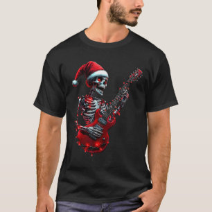 Weihnachtsskelett Schädel spielt Gitarre Rock And T-Shirt