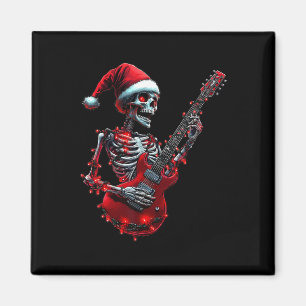 Weihnachtsskelett-Totenkopf spielt Gitarre Rock An Magnet