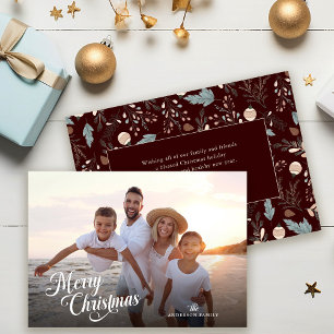 Weihnachtsskript Vollfoto Boho-Grün Message Feiertagskarte