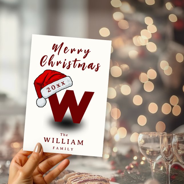 Weihnachtsskriptfamilie Monogram Non Foto Feiertagskarte (Christmas Script Family Name Monogram Non Photo Holiday Card)