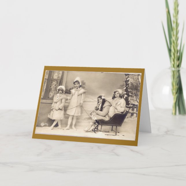 Weihnachtssleigh Feiertagskarte (Vorderseite)