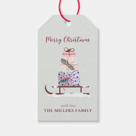 Weihnachtssleigh mit Geschenken, hellgrün Geschenkanhänger