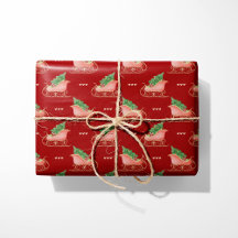 Weihnachtssleigh mit Tree & Geschenken auf Rot