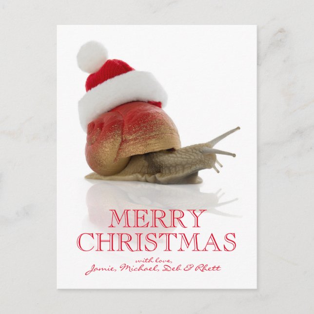 Weihnachtssnail Feiertagspostkarte (Vorderseite)