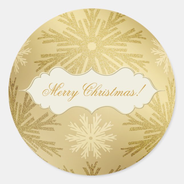 Weihnachtssnowflakes Gold Aufkleber (Vorderseite)