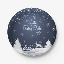 Weihnachtssnowy-Märchen-Fantasie-Wald Pappteller