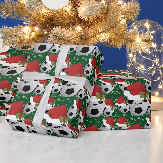 Weihnachtssoccer | Personalisieren Geschenkpapier (Feiertage)