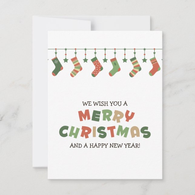 Weihnachtssocke bunt feiertagskarte (Vorderseite)