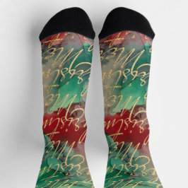 Weihnachtssocken Gold Schriftzüge Socken