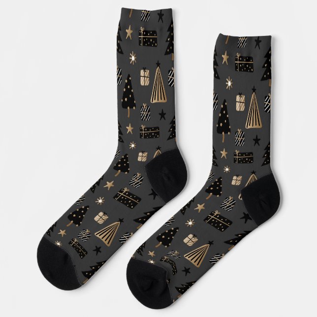 Weihnachtssocken grau socken (Linkes Detail)