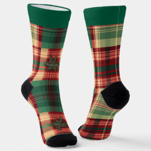 Weihnachtssocken mit Namen im festlichen Karomuste Socken