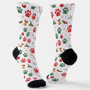 Weihnachtssocken mit Pfotenabdruck: Rot & Grün Socken