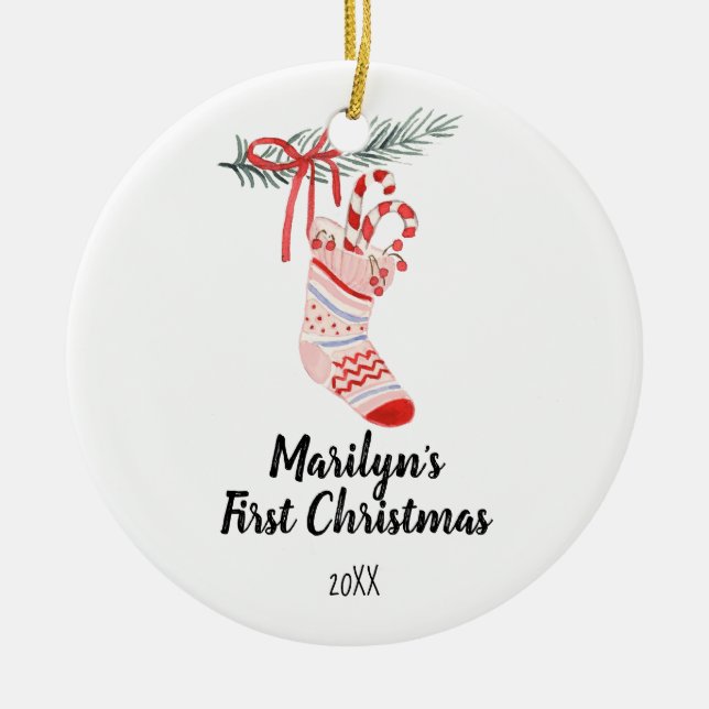 Weihnachtssocken Ornament für Baby Girl (Vorne)